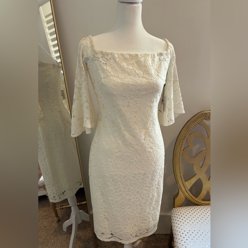 NWT $295 Laundry by Shelli Segal White Lace Dress size 6